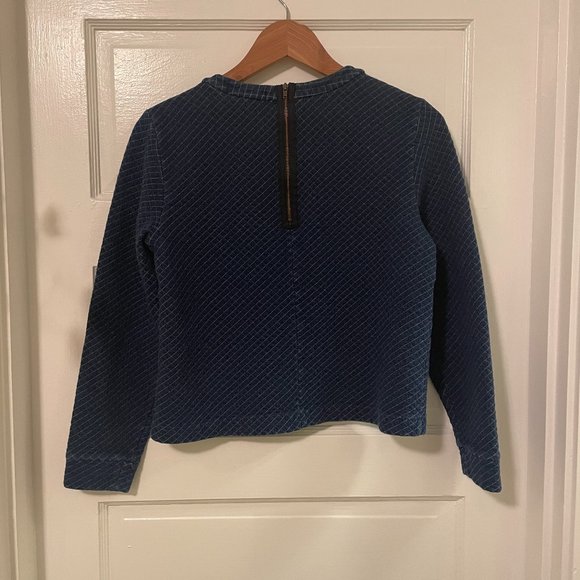 J.Crew Quilted Indigo Sweatshirt S - Picture 2 of 5